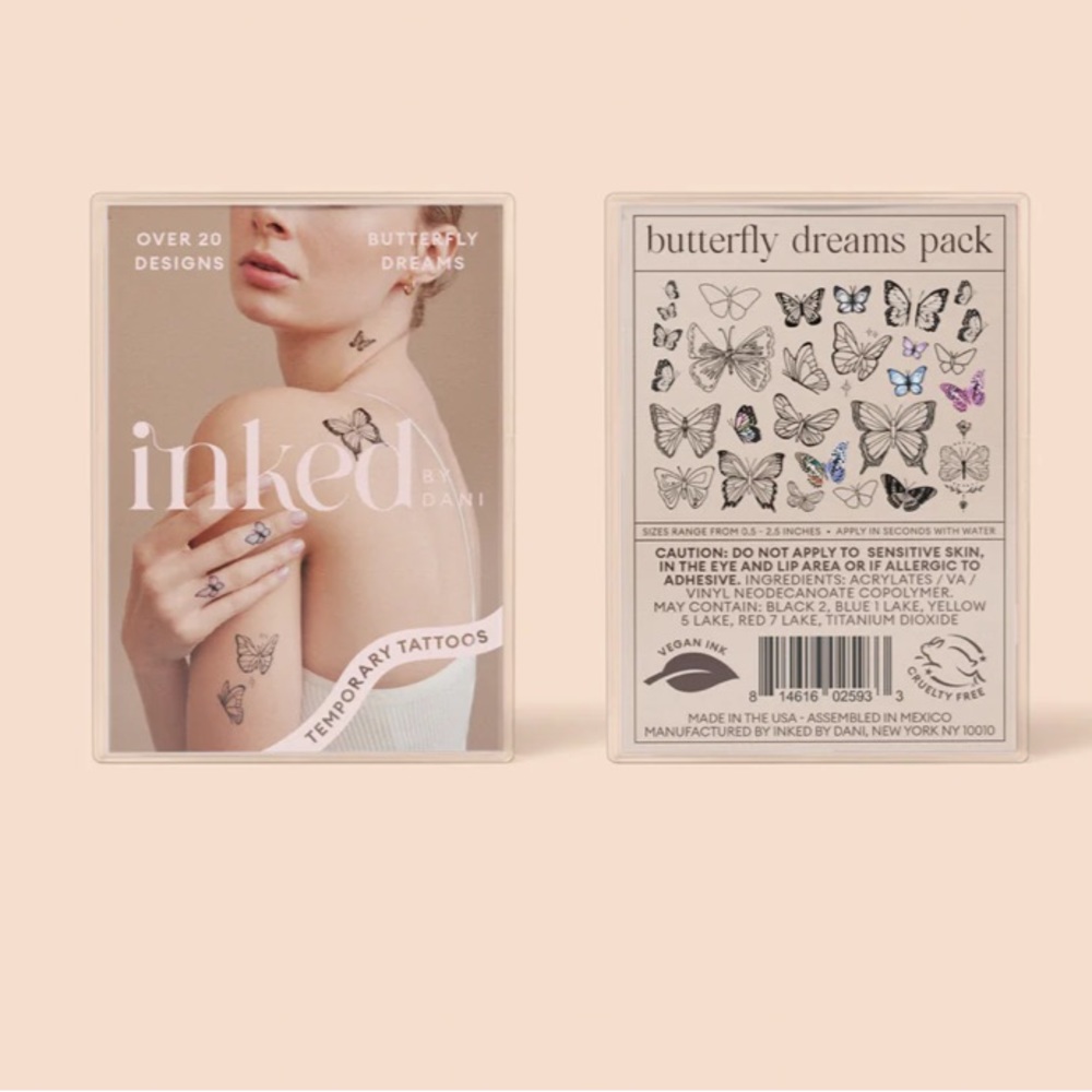 💜 Inked by Dani Butterfly Dreams Temporary Tattoos NWT